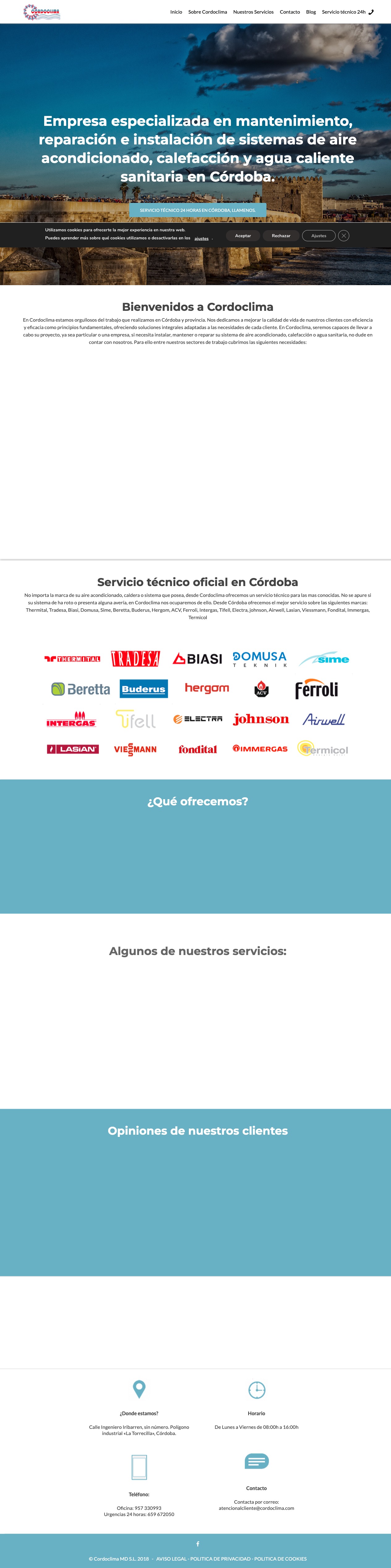 La web actual de Cordoclima