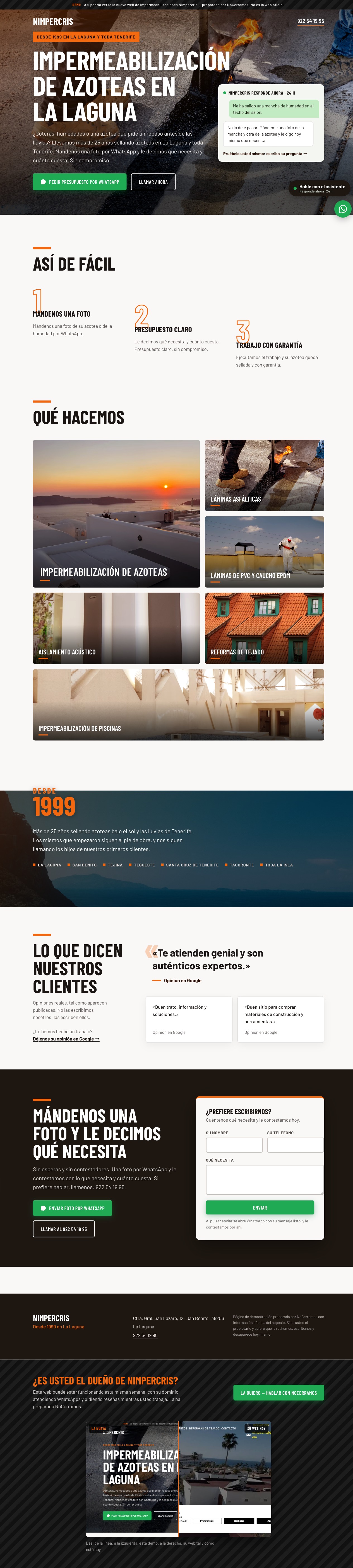 La nueva web de Nimpercris, preparada por NoCerramos