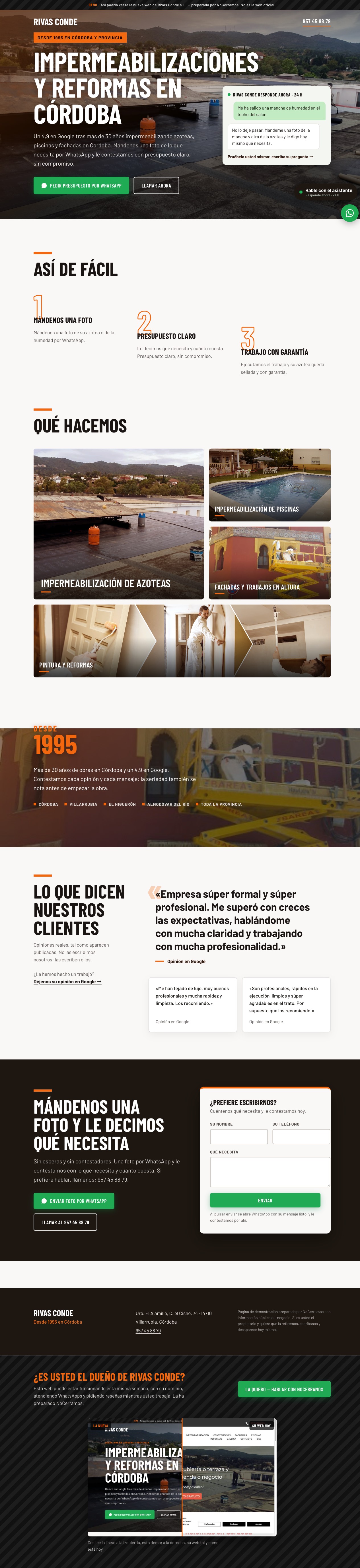 La nueva web de Rivas Conde, preparada por NoCerramos